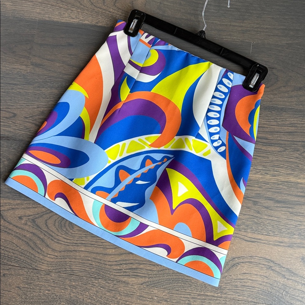Zara Multicolor Abstract Mini Skirt Viral Blogger Fashion